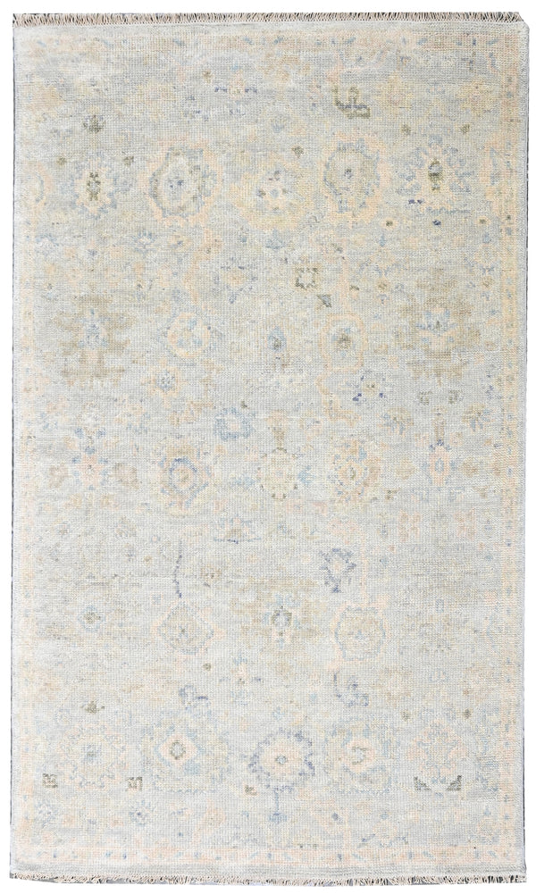 Silver Vintage Hand Knotted Wool Rug