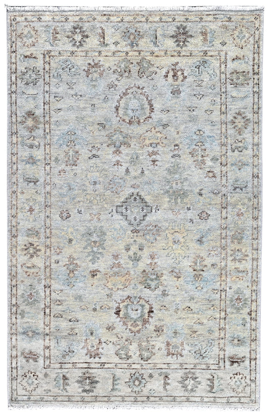 Grey Vintage Hand Knotted Wool Area Rug