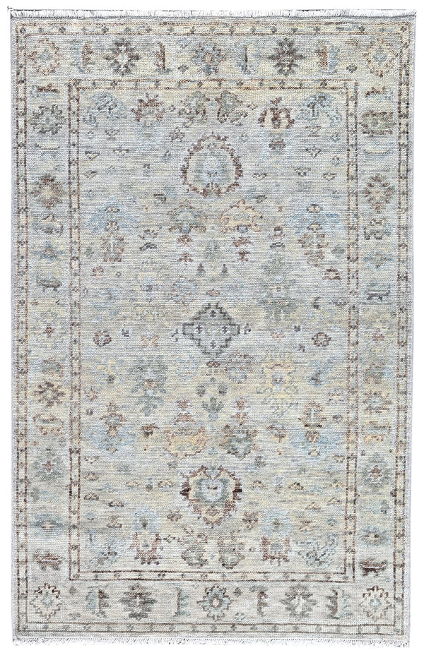 Grey Vintage Hand Knotted Wool Area Rug