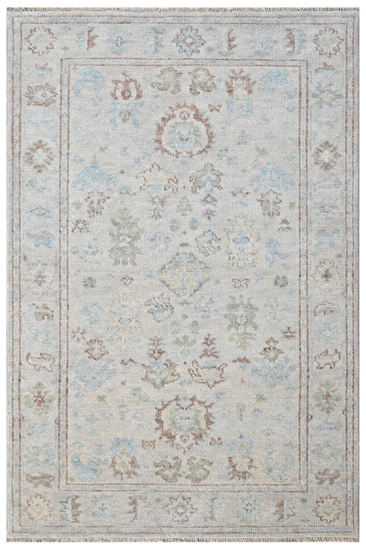 Ivory Vintage Hand Knotted Wool Rug