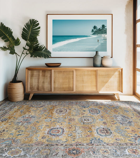 Ethnic Gold Wool Carpet