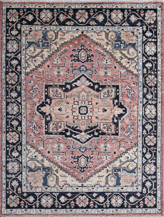 Red Medallion Vintage Hand Knotted Wool Rug