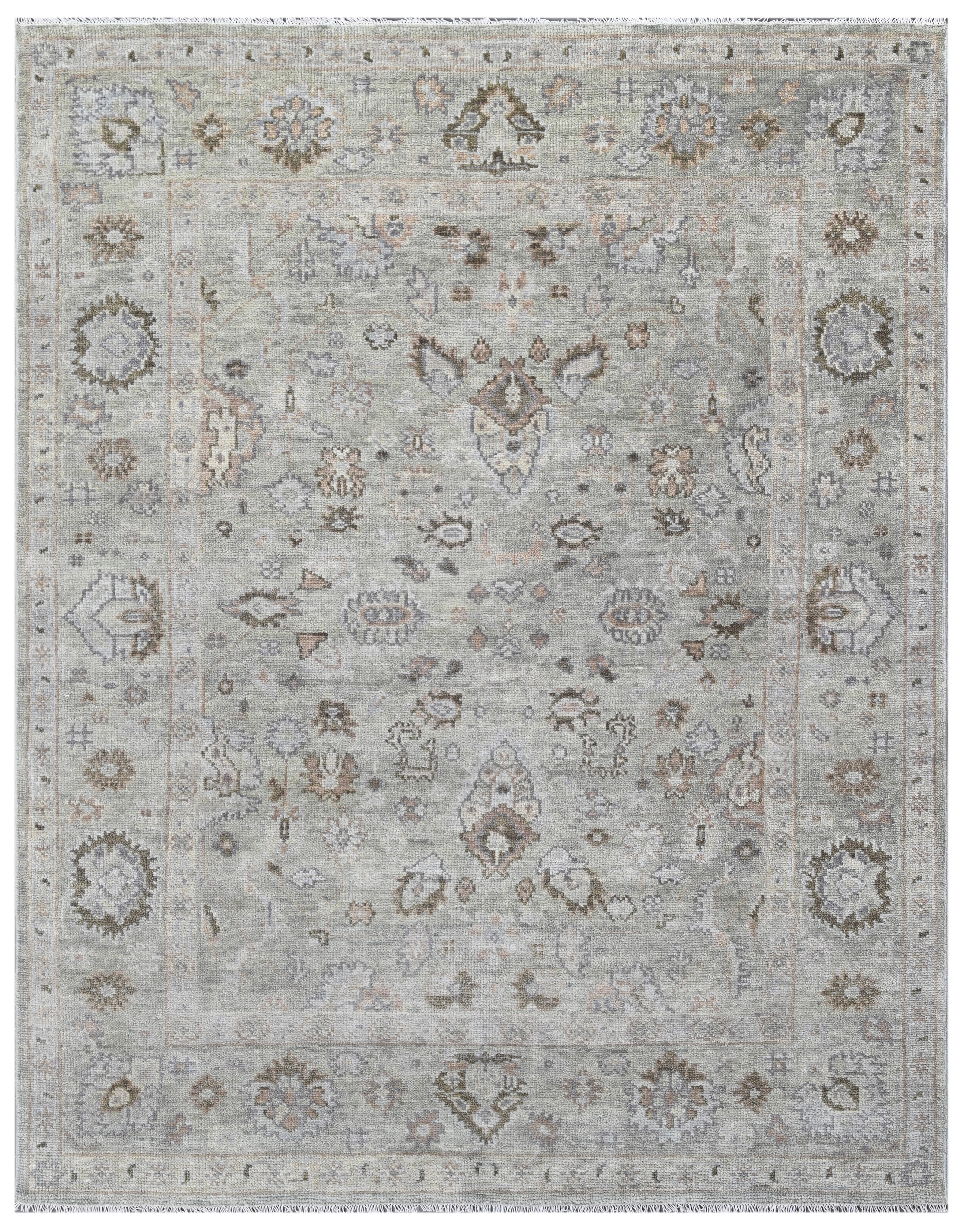 Light Sage Vintage Hand Knotted Wool Rug – Bhadohi Carpets