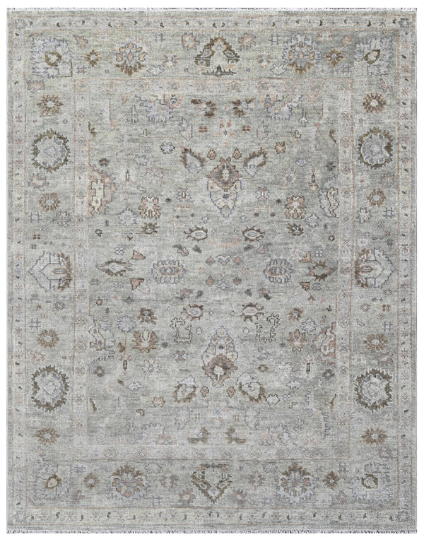 Light Sage Vintage Hand Knotted Wool Rug
