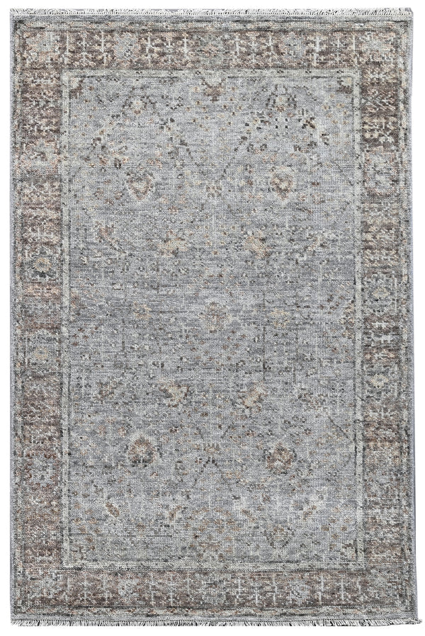 Grey Camel Traditional Distressed Hand Knotted Wool Rug