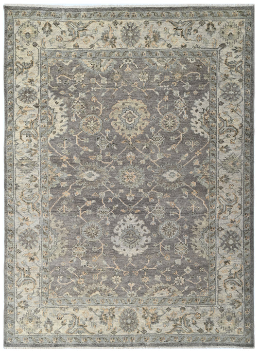 Grey Silver Vintage Hand Knotted Wool Rug