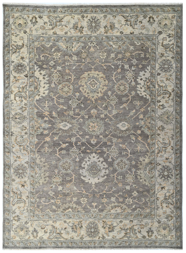 Grey Silver Vintage Hand Knotted Wool Rug