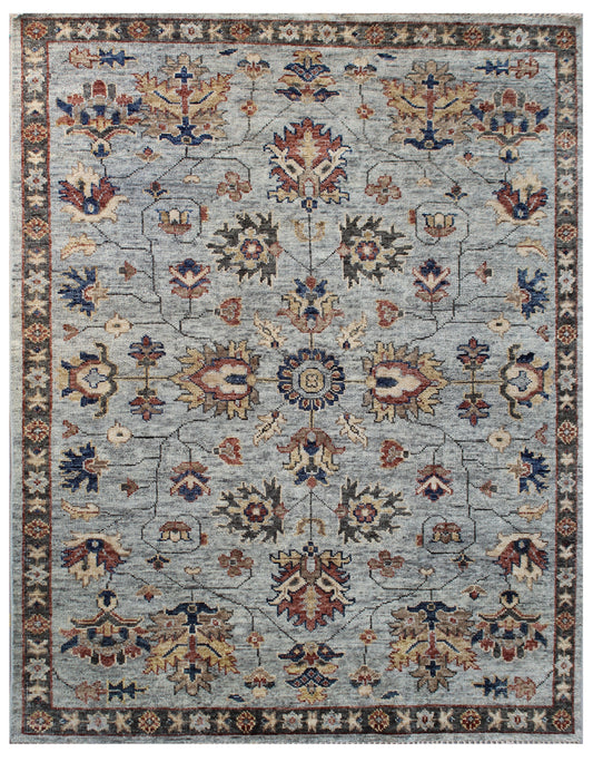 Heritage Bloom Grey Hand Knotted Floral Rug