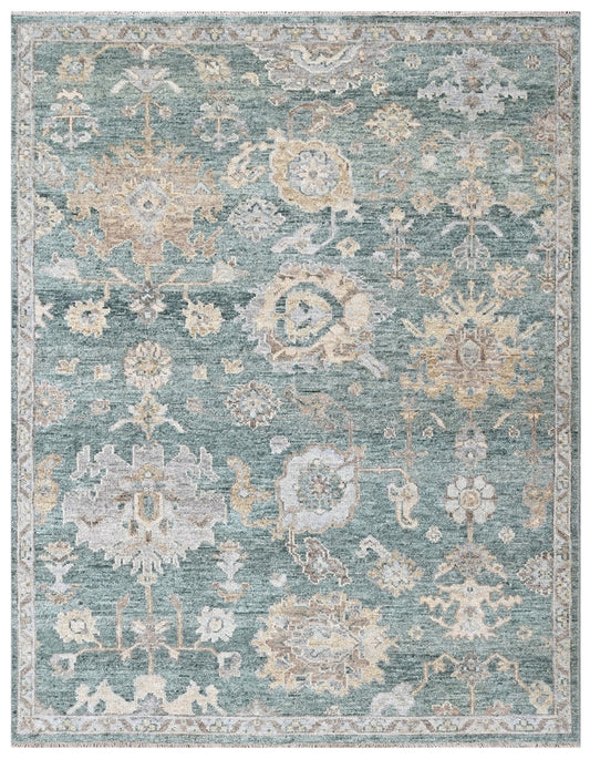 Bottle Green Hand Knotted Wool Area Rug