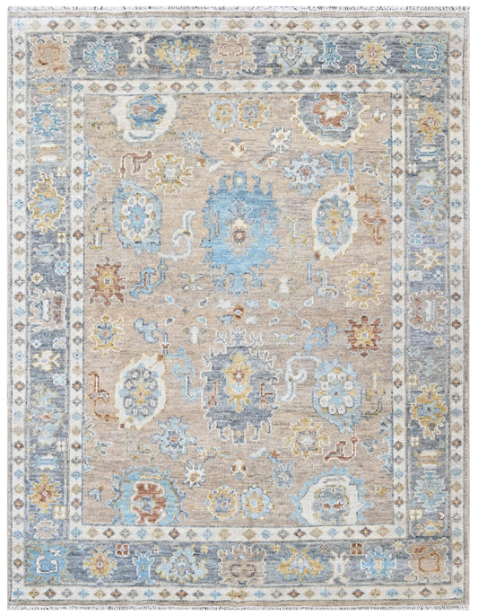 Beige Grey Tribal Hand Knotted Wool Rug