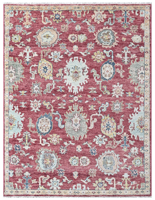 Wine Red Tribal Hand Knotted Wool Rug