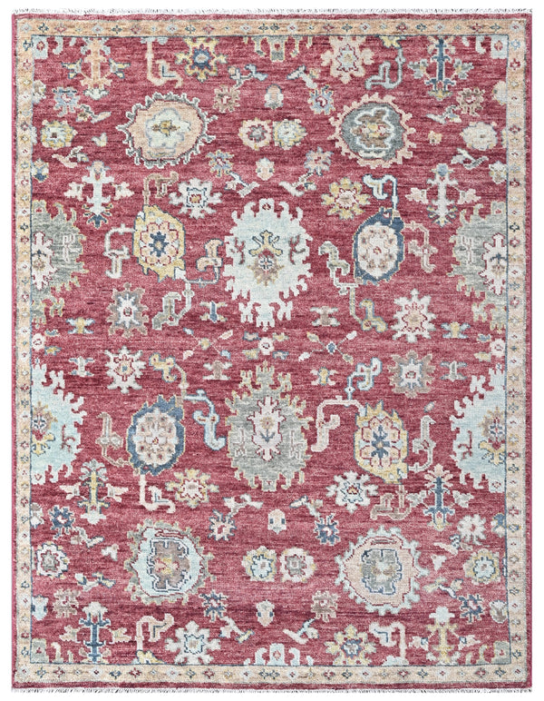 Wine Red Tribal Hand Knotted Wool Rug