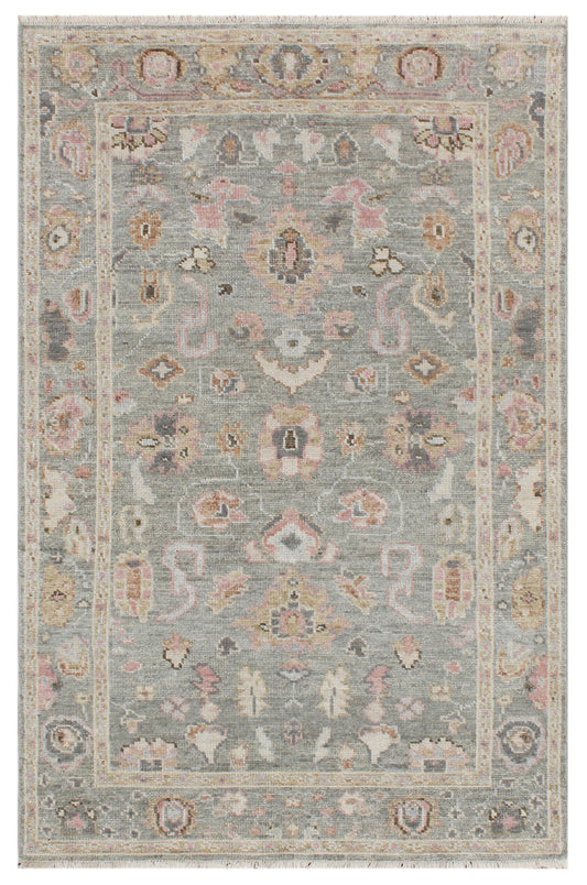 Sage Blossom Hand Knotted Wool Rug