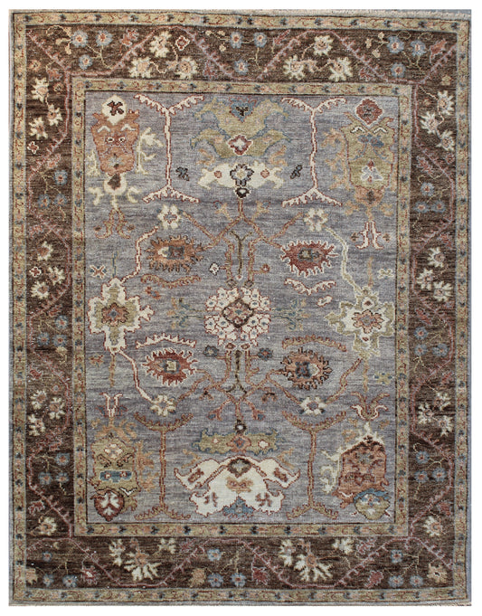 Rustic Medallion Grey Brown Hand Knotted Heritage Rug
