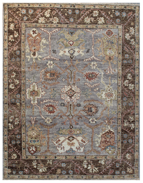 Rustic Medallion Grey Brown Hand Knotted Heritage Rug