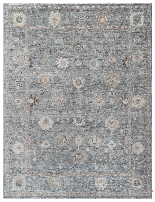 Grey Distressed Hand Knotted Wool Area Rug