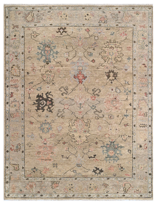 Beige Vintage Hand Knotted Wool Area Rug