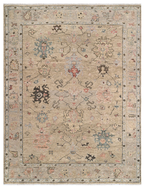 Beige Vintage Hand Knotted Wool Area Rug