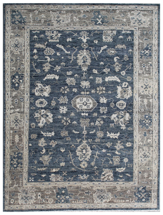Graphite Blue Hand Knotted Wool Area Rug