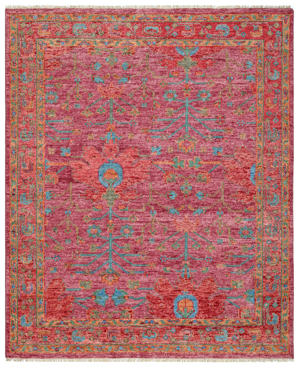 Pink Tribal Hand Knotted Wool Area Rug