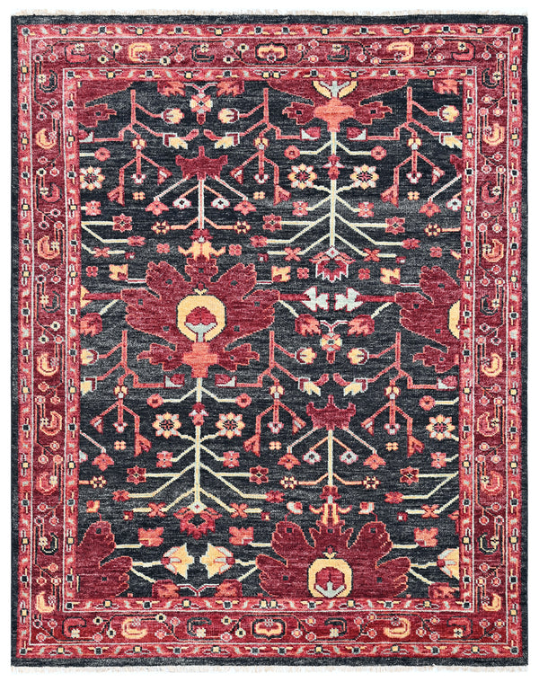 Crimson Noir Hand Knotted Wool Rug