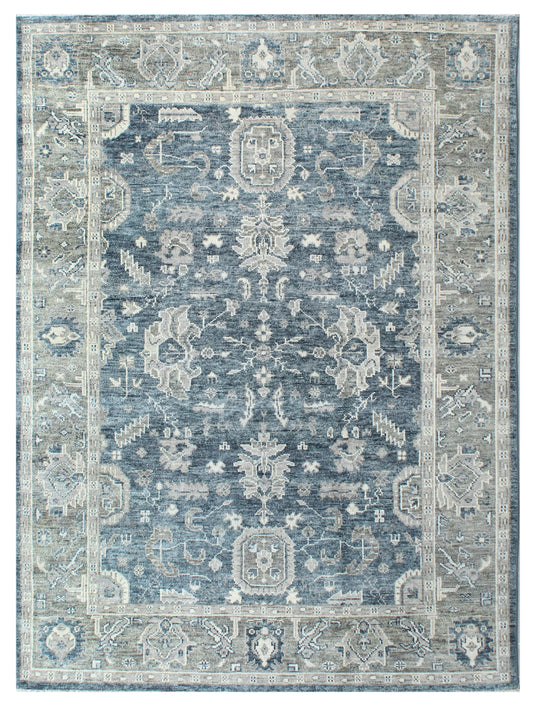Steel Blue Heritage Hand Knotted Wool Rug