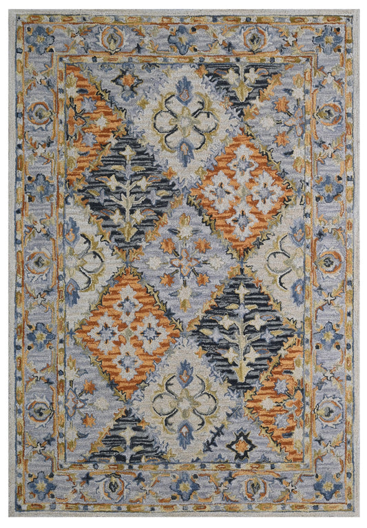 Multi Beige Traditional Geometric Hand Tufted Wool Rug