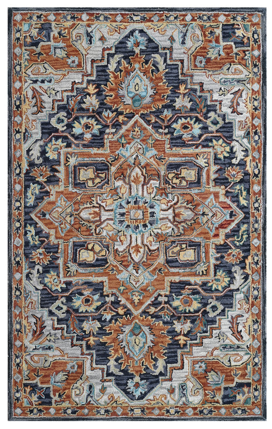 Charcoal Terracotta Traditional Medallion Hand Tufted Rug