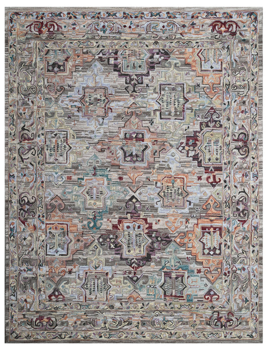 Camel Beige Traditional Geometric Hand Tufted Wool Rug