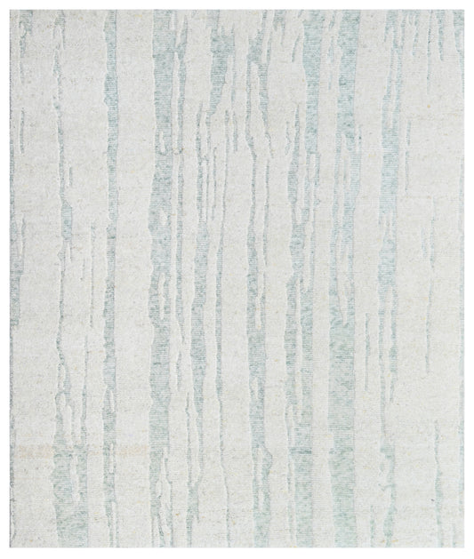 White Mint Abstract Hand Knotted Wool Area Rug