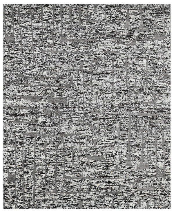 Taupe Charcoal Abstract Hand Knotted Wool Area Rug