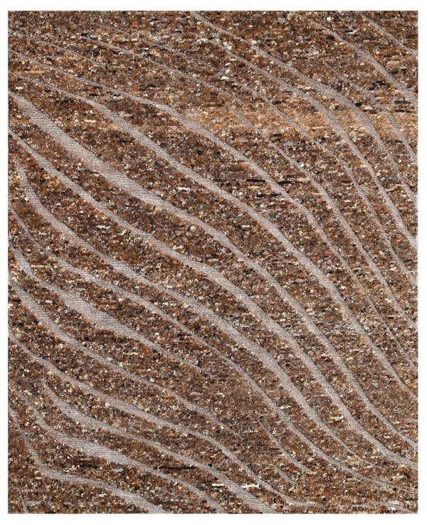 Desert Brown Abstract Hand Knotted Wool Area Rug