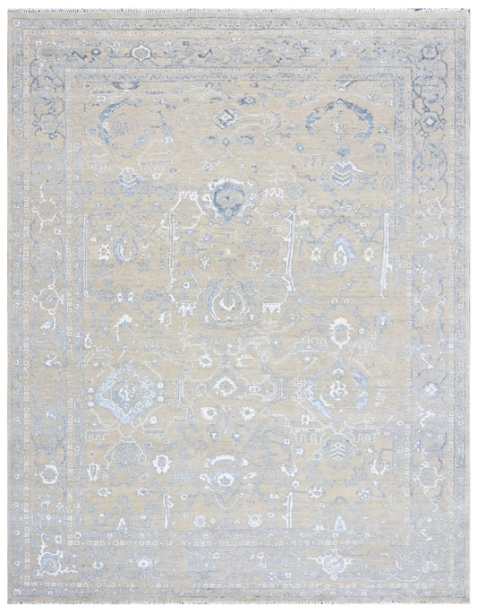 Ivory Blue Heritage Hand Knotted Rug