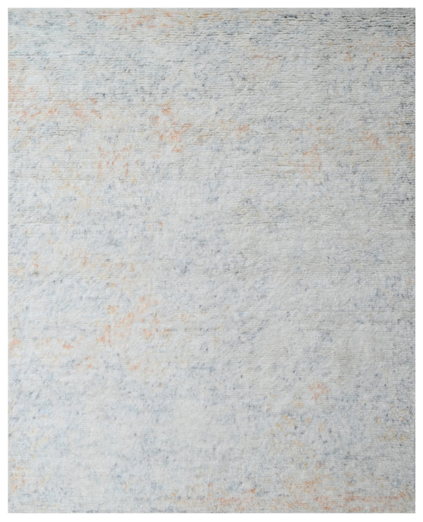 Aqua Gold Minimalist Abstract Hand Knotted Wool Rug