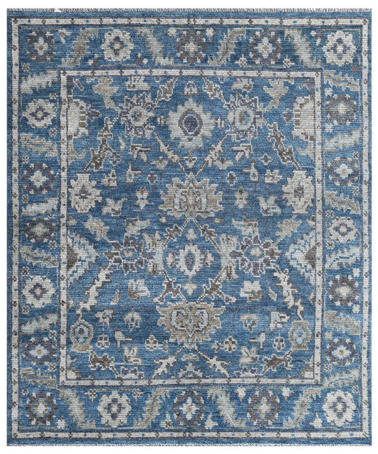 Blue Traditional Hand Knotted Wool Area Rug