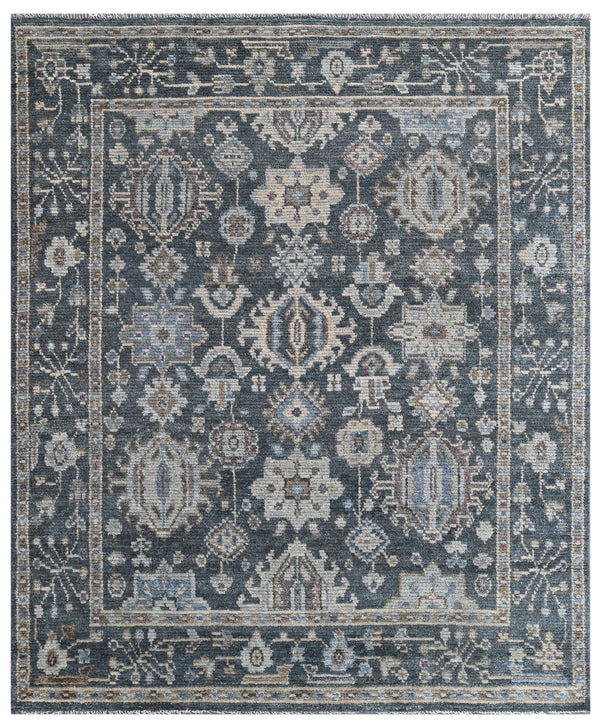 Charcoal Traditional Hand Knotted Wool Area Rug