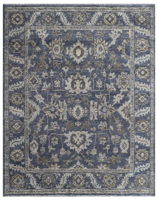 Dark Grey Traditional Hand Knotted Wool Area Rug