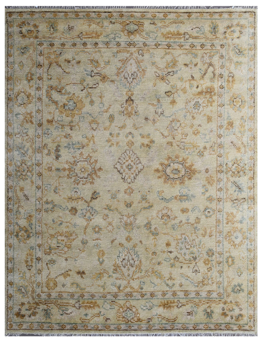 Sage Green Traditional Hand Knotted Wool Area Rug