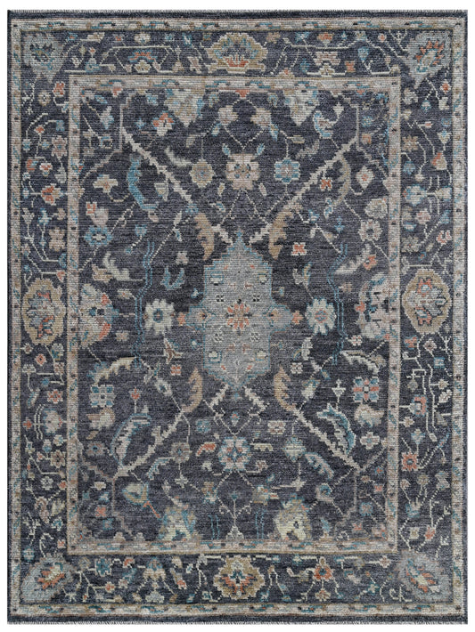 Charcoal Traditional Hand Knotted Wool Area Rug