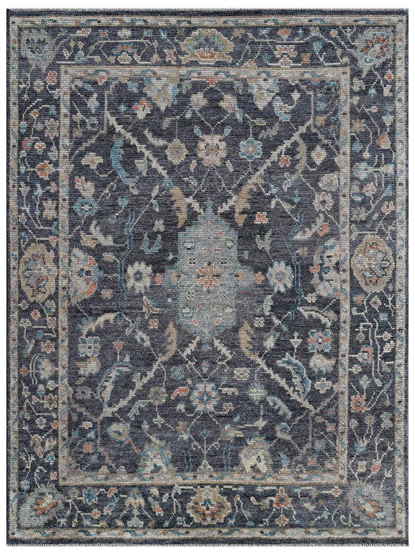 Charcoal Traditional Hand Knotted Wool Area Rug