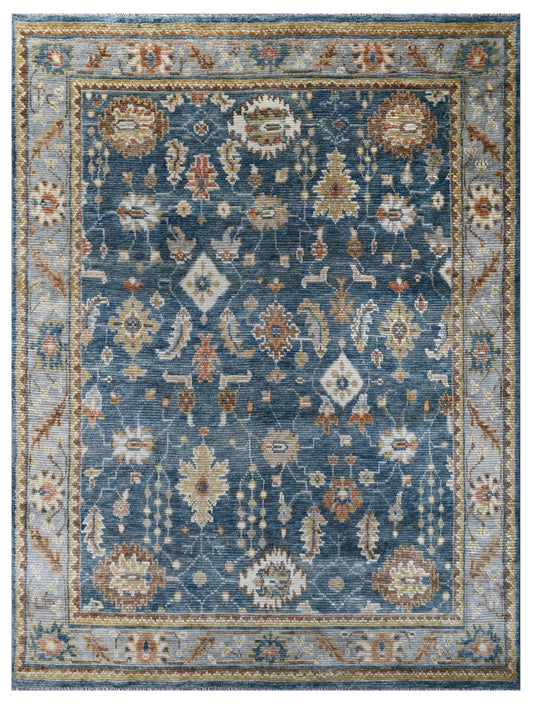 Spruce Blue Traditional Hand Knotted Wool Area Rug