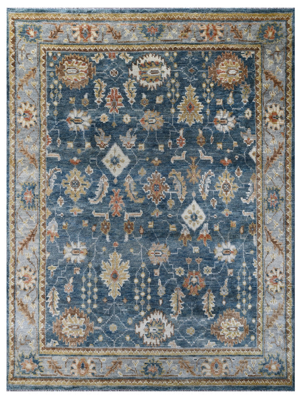 Spruce Blue Traditional Hand Knotted Wool Area Rug