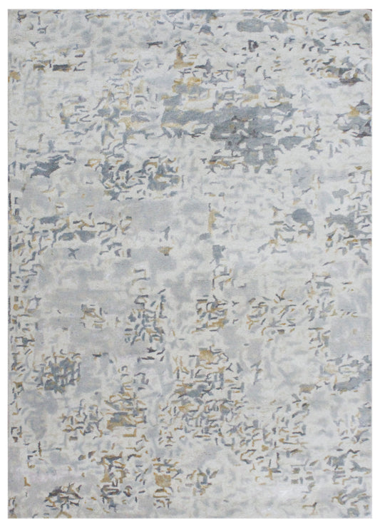 Beige Gold Abstract Hand Tufted Wool Bamboo Silk Rug