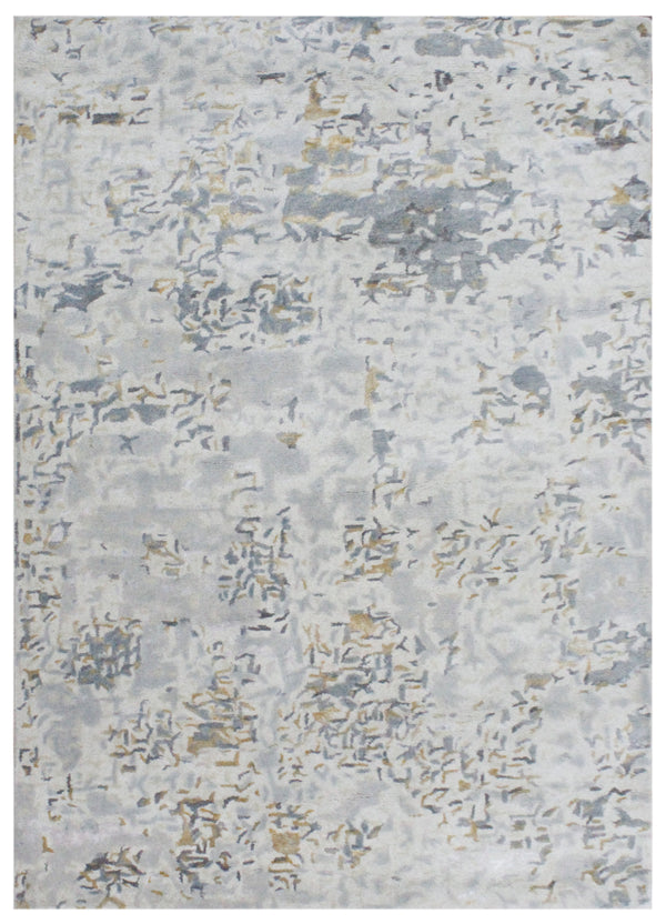 Beige Gold Abstract Hand Tufted Wool Bamboo Silk Rug