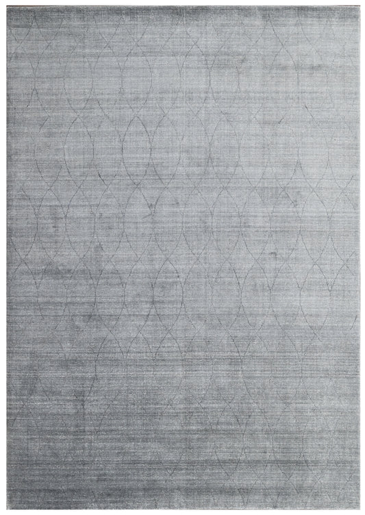 Light Grey Geometric Hand Woven Wool Bamboo Silk Area Rug