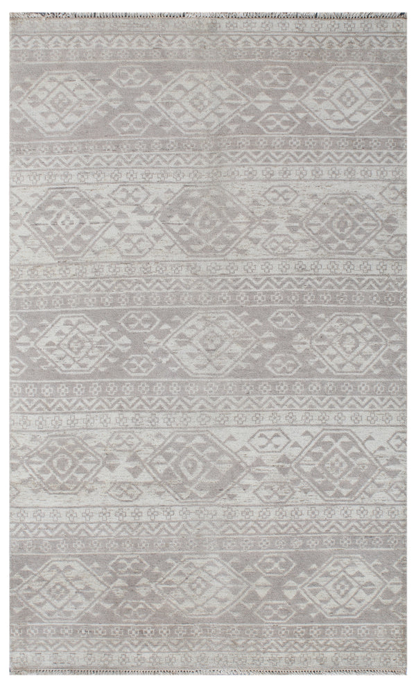 Beige Tribal Southwestern Hand Knotted Wool Area Rug