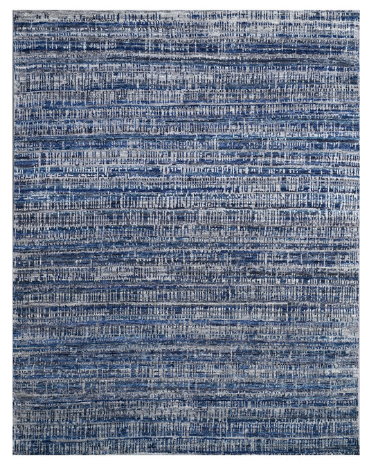 Codewave Navy Textured Hand Knotted Rug