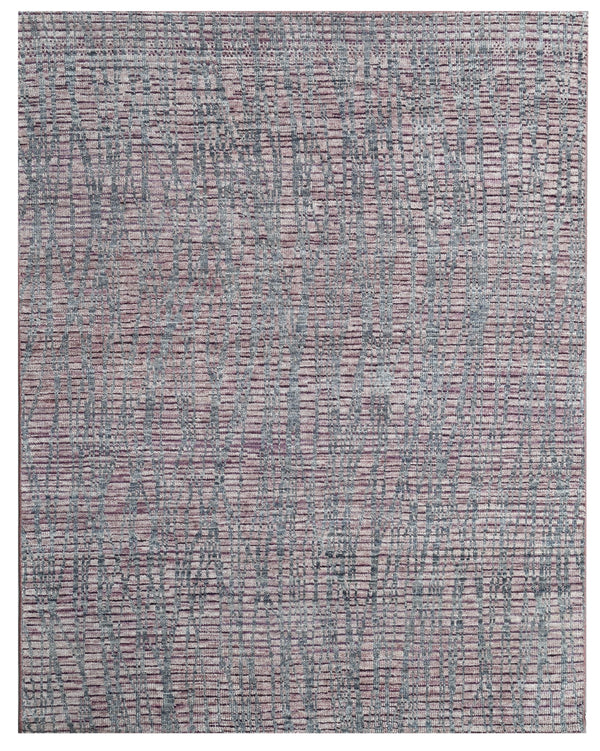 Lilac Grey Abstract Textured Hand Knotted Wool Rug