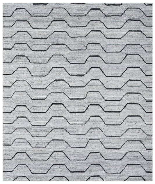 Modern Geometric Hand Knotted Wool Rug