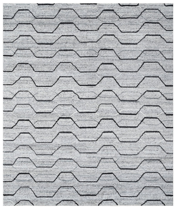 Modern Geometric Hand Knotted Wool Rug
